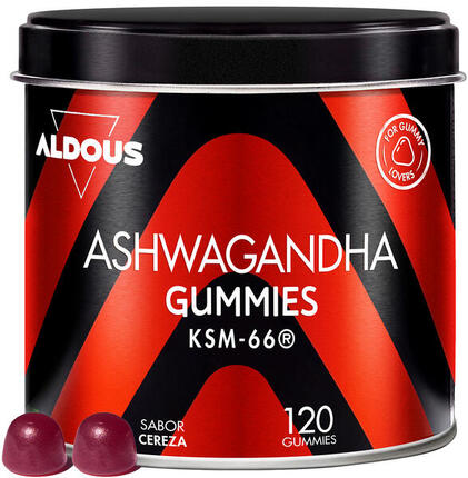 Ashwagandha en gominolas Aldous 120 gummies sabor natural a cereza