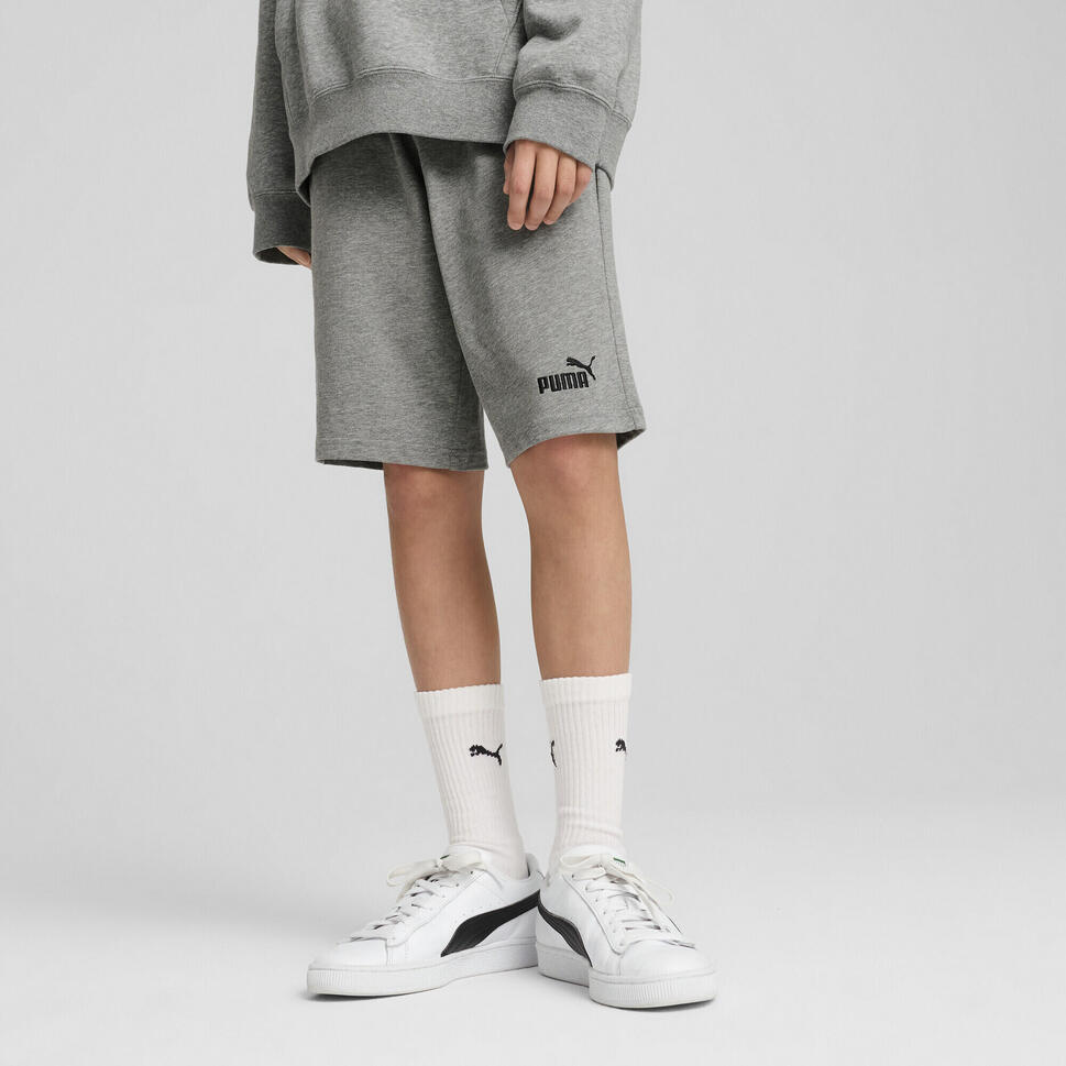 Młodzieżowe szorty ESS z logo No. 1 z dżerseju PUMA Medium Gray Heather