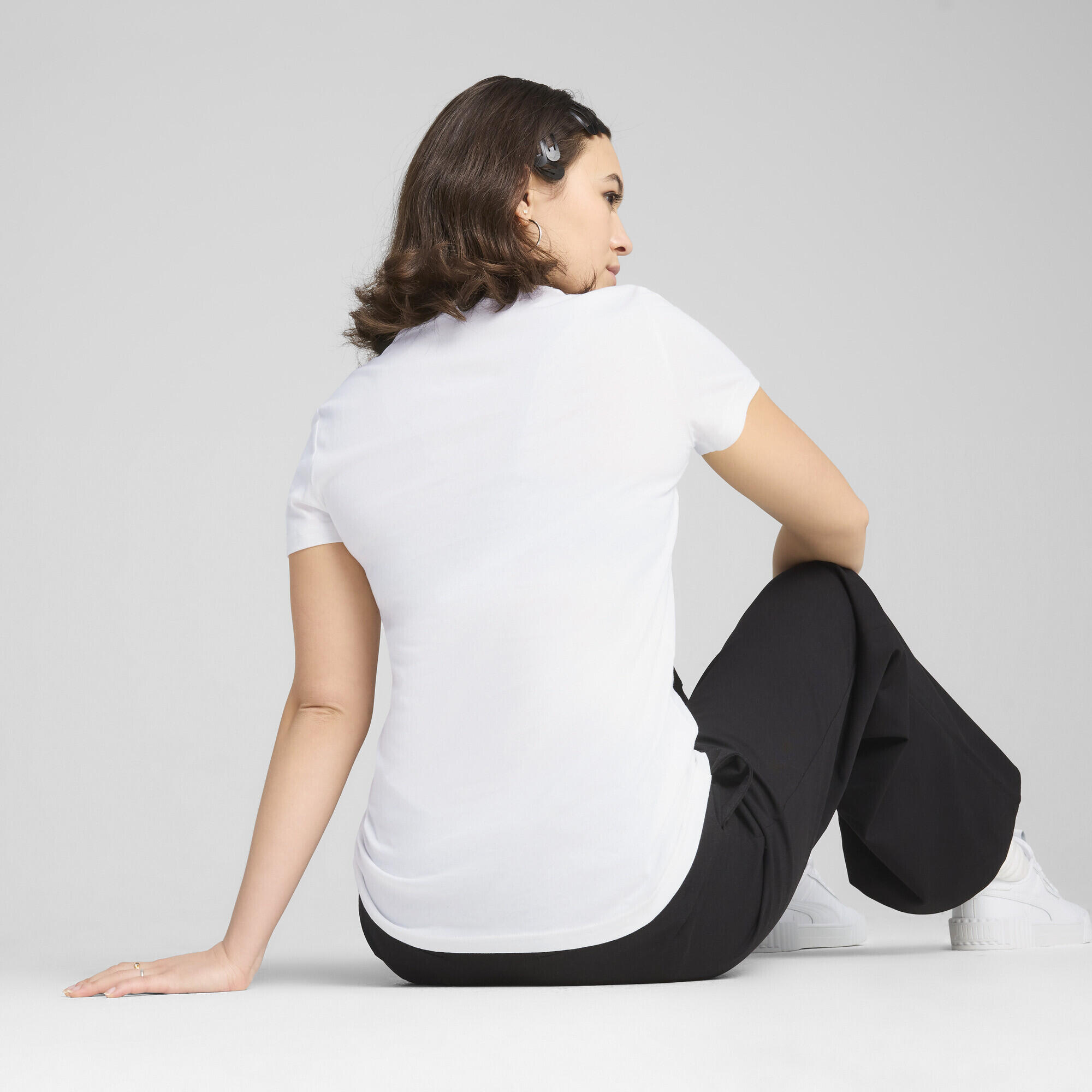 T-shirt à logo N° 1 ESS Femme PUMA White Peach Frost Red 3/7
