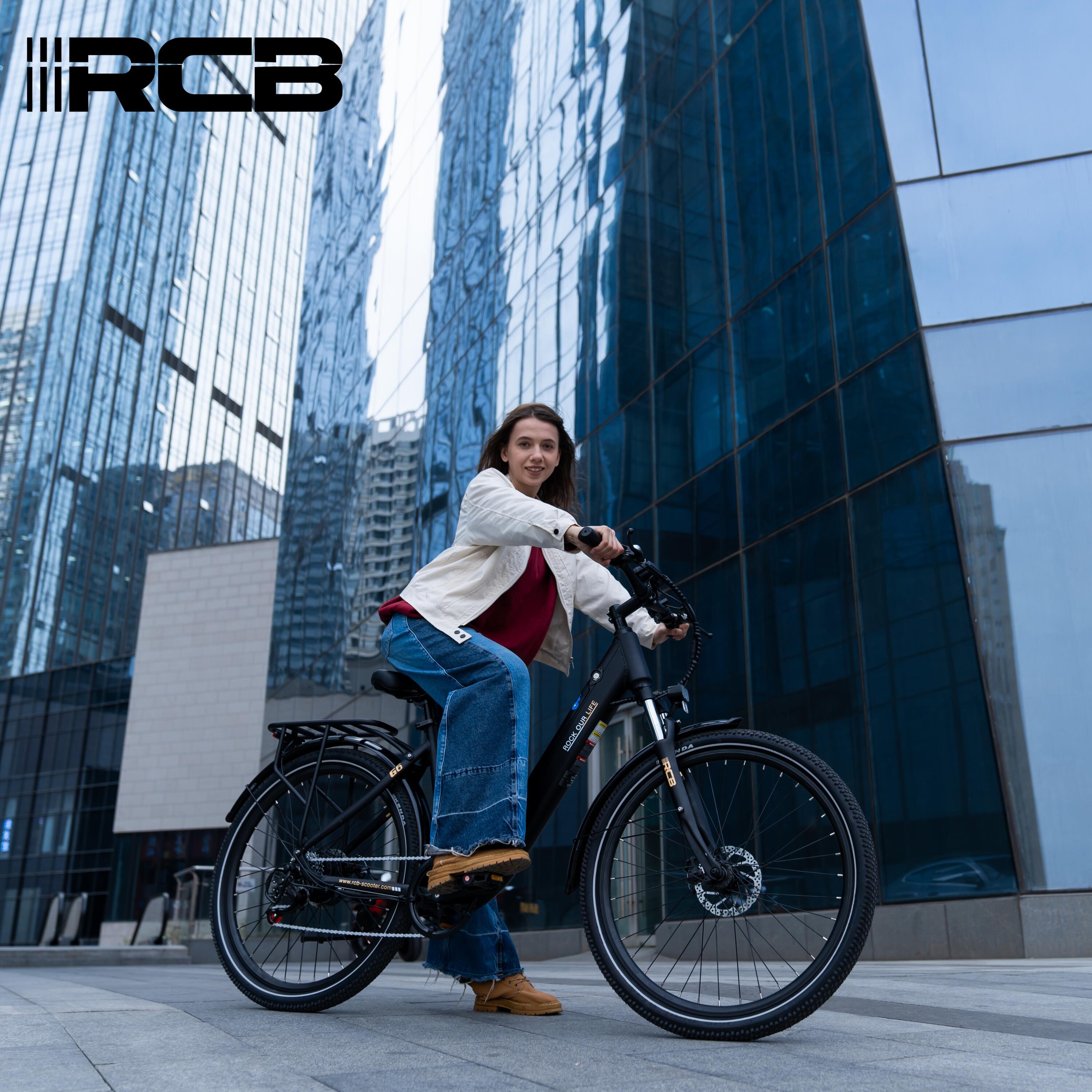 Electric City Bikes G6, E-bikes 27.5",APP&NFC,BLACK 5/7