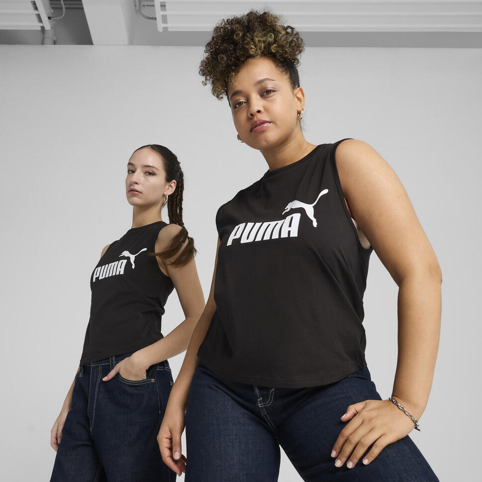 Damska wąska koszulka bez rękawów z logo No. 1 ESS PUMA Black