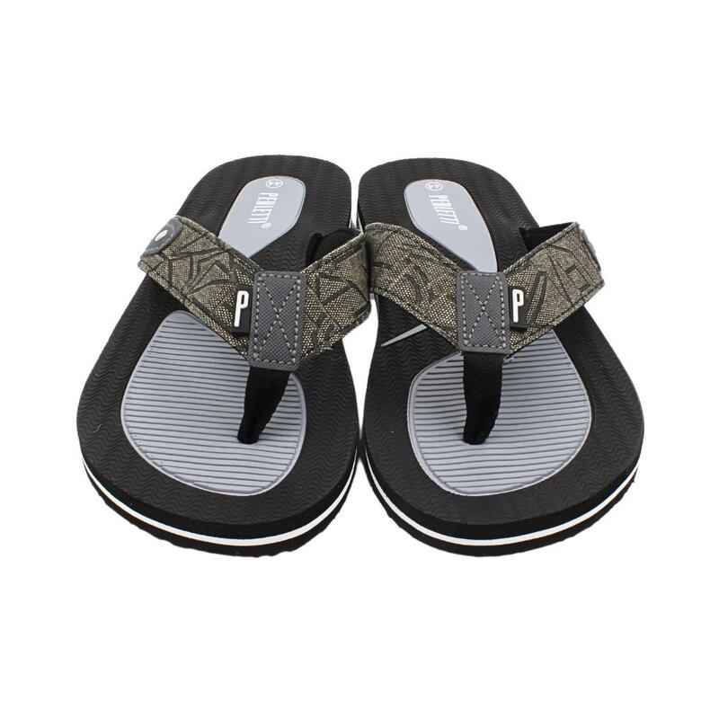Șlapi flip-flop bărbați, Perletti, negru cu gri, 43 EU