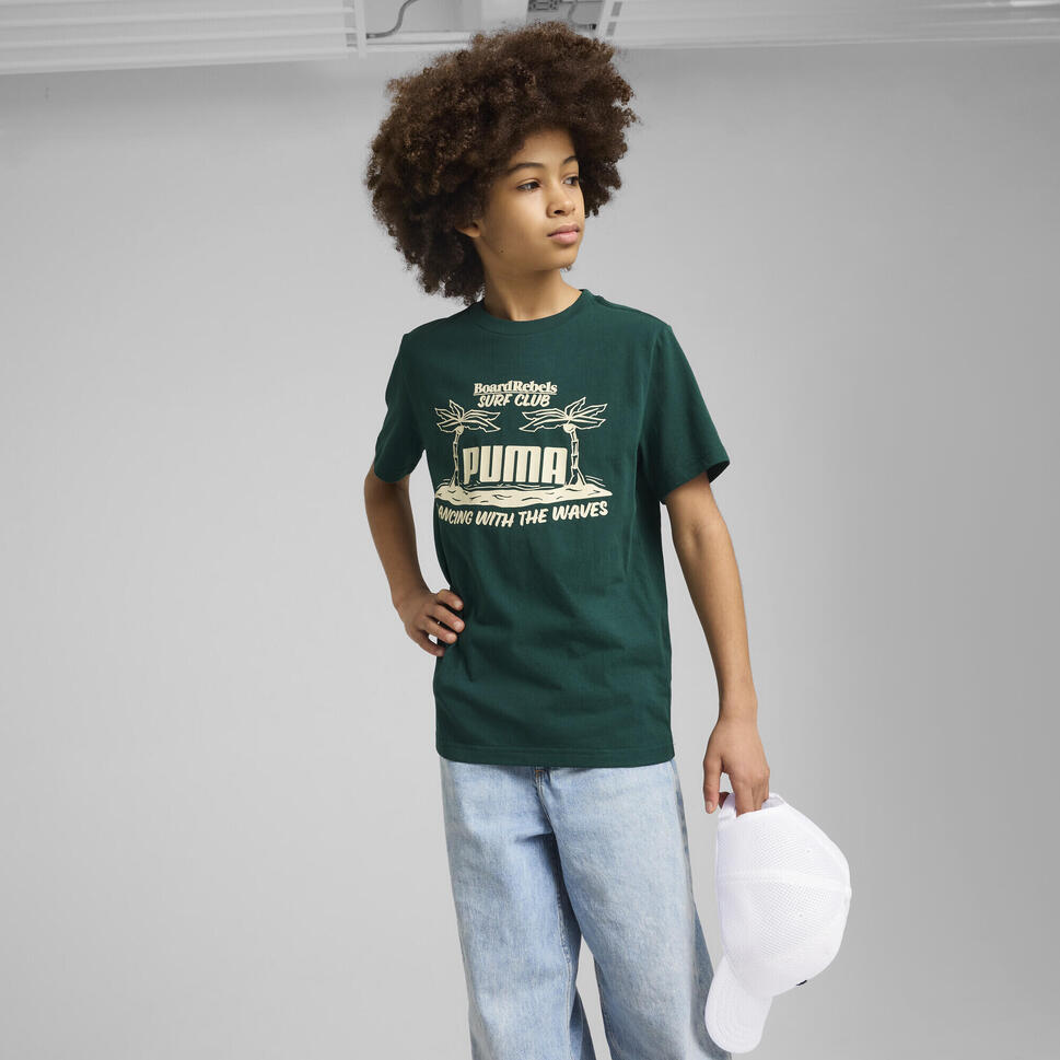 Młodzieżowa koszulka Mid 90s z grafiką PUMA Dark Myrtle Green