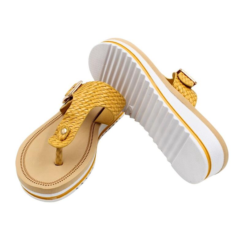 Papuci Damă Perletti – Flip-Flop 4cm, cu platformă și textură împletită, 40 EU