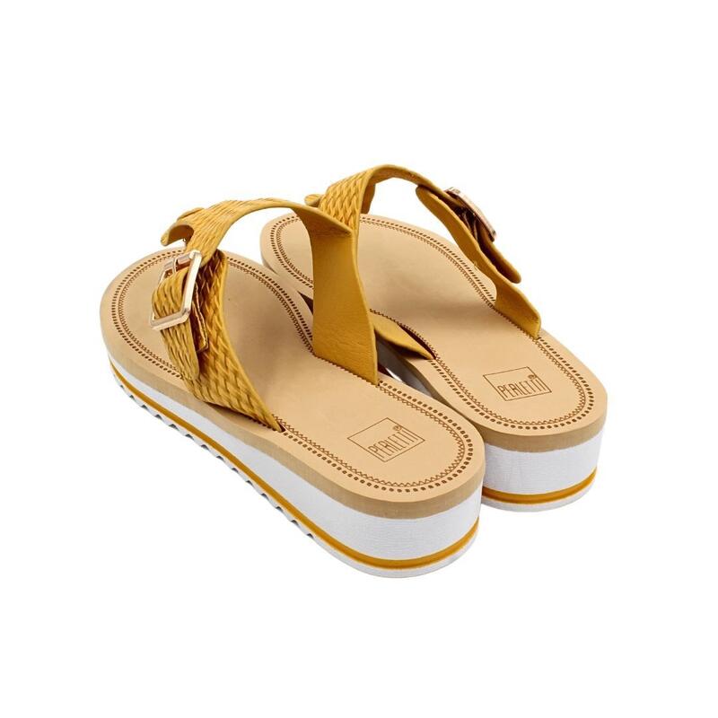 Papuci de Damă Perletti – Flip-Flop 4cm, platformă și textură împletită, 41 EU