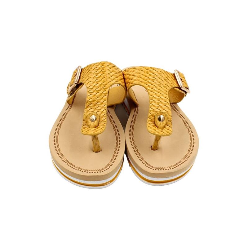 Papuci de Damă Perletti – Flip-Flop 4cm, platformă și textură împletită, 41 EU