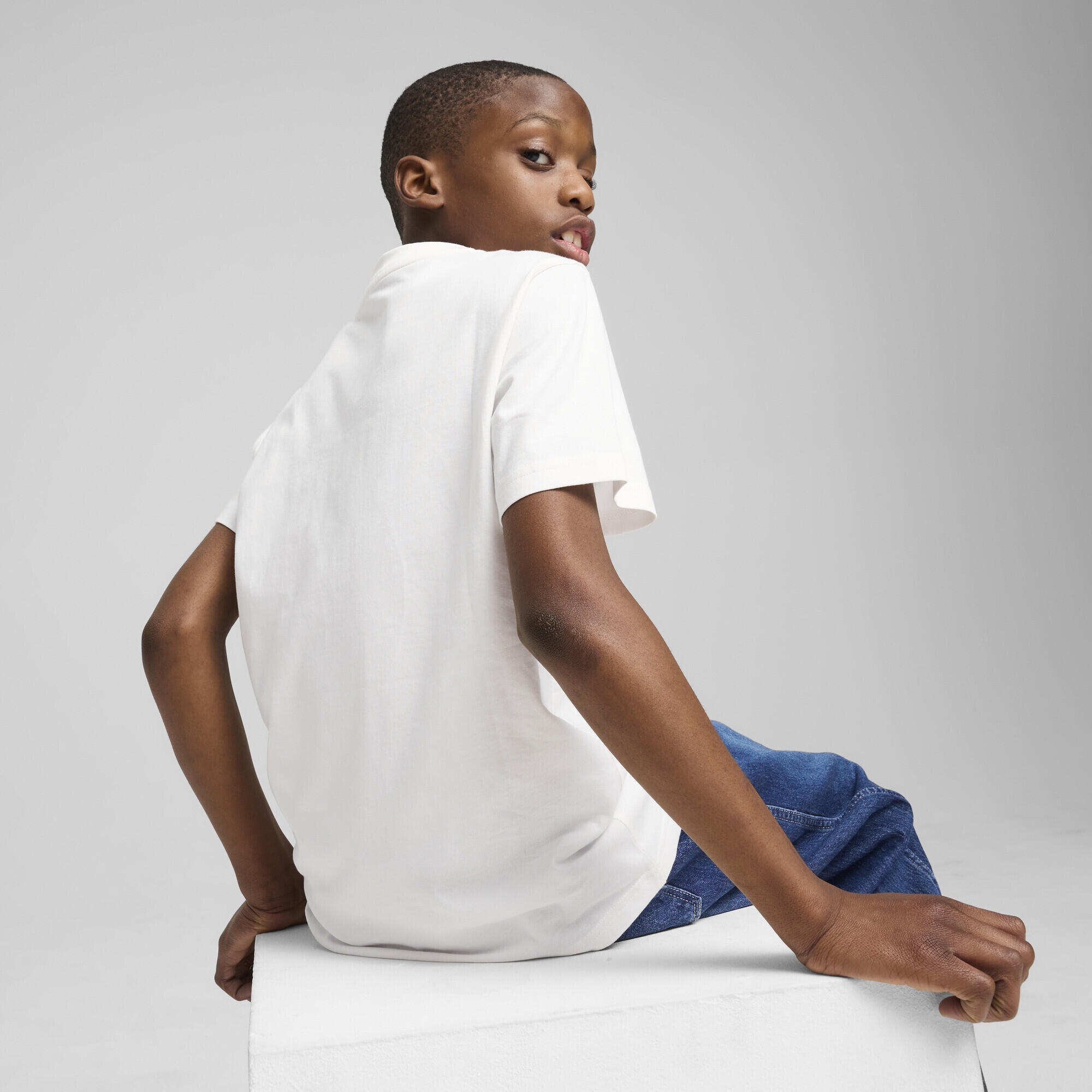 T-shirt con logo Essentials No. 1 colorato per ragazzi PUMA White 3/7