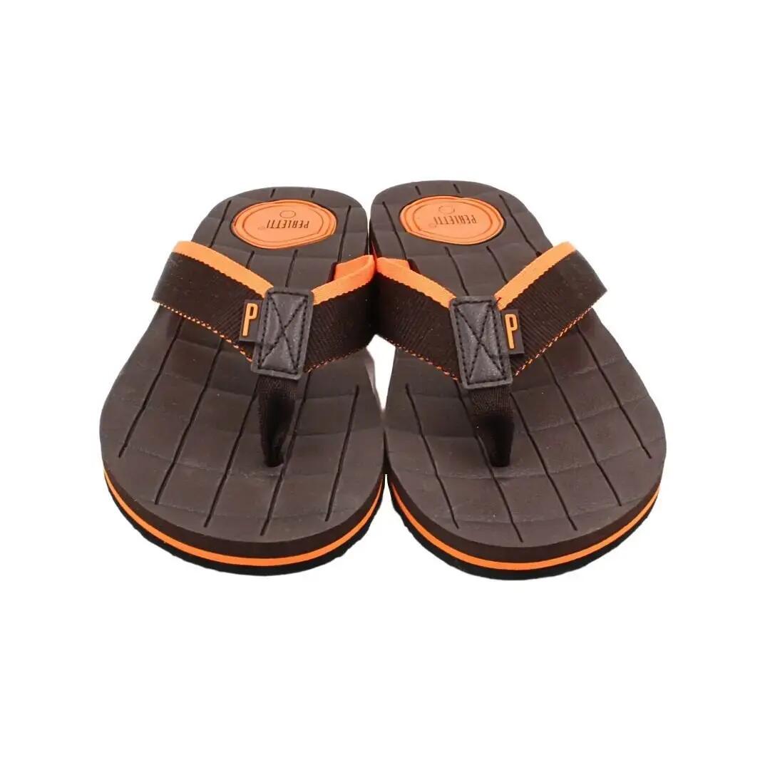 Șlapi flip-flop bărbați, Perletti, maro cu portocaliu, 44 EU 2/4