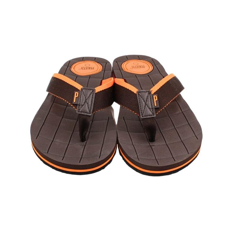 Șlapi flip-flop bărbați, Perletti, maro cu portocaliu, 42 EU