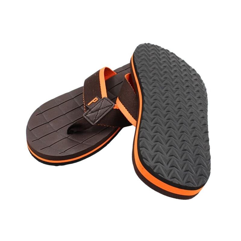 Șlapi flip-flop bărbați, Perletti, maro cu portocaliu, 42 EU
