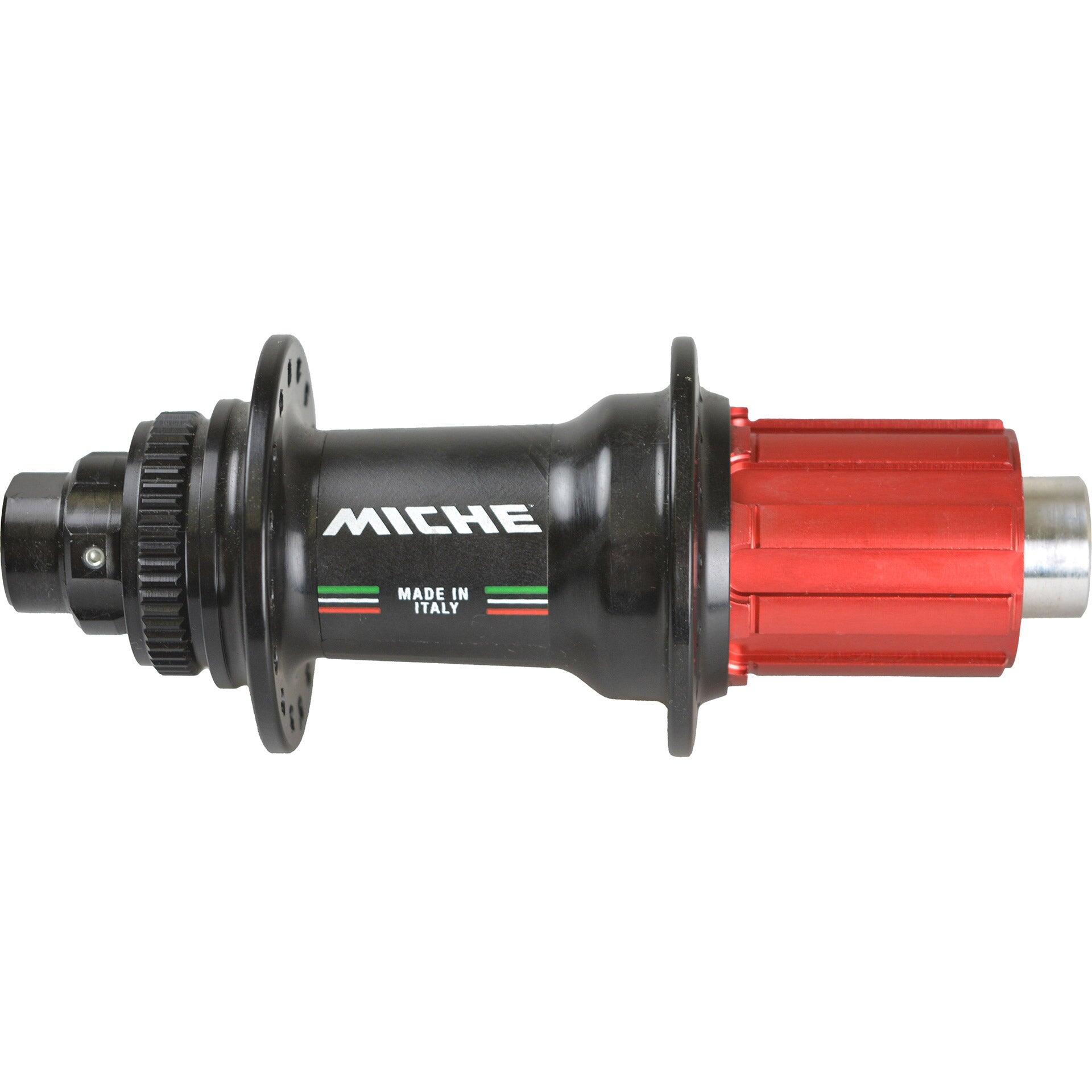 MICHE Mozzo posteriore Miche XMX 142mm TX12 32G, alluminio nero, compatibile Shimano.