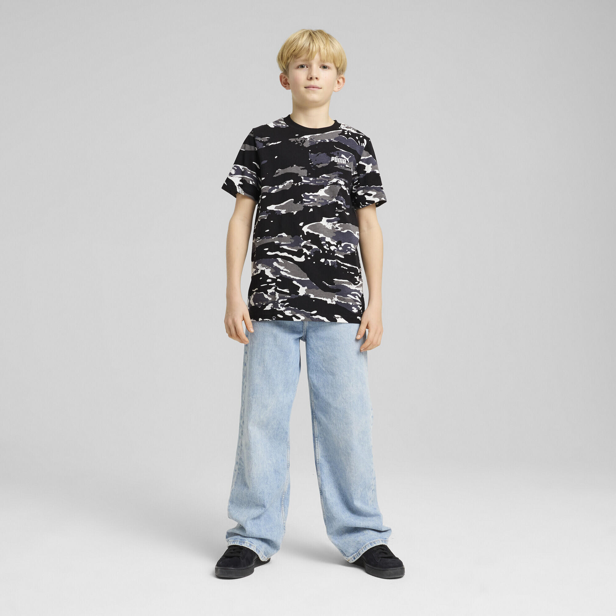 Młodzieżowa koszulka Essentials Camo PUMA Black 5/7