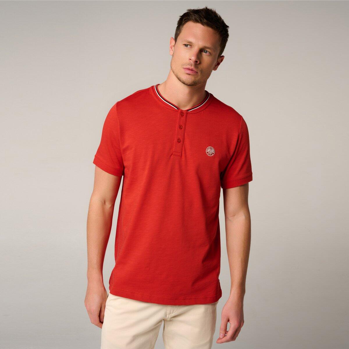 Roland Garros - Polo Heritage Col Mao Homme Roland-garros - Terre Battue - Polo Manches Courtes - Marron|orange - 38 S - Decathlon