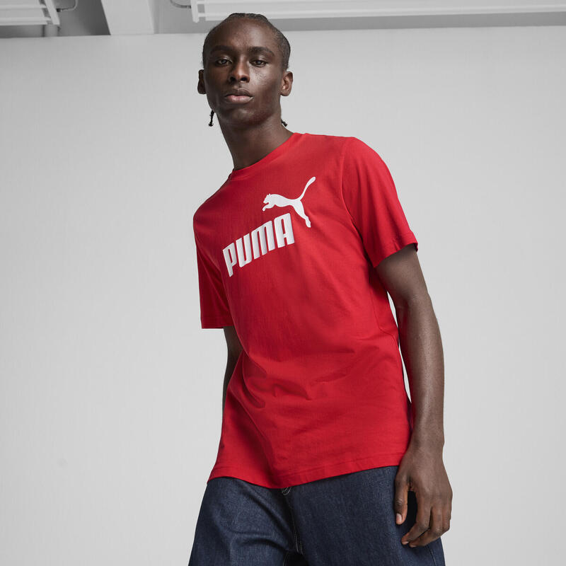 Tricou fitness bărbați Essentials No. 1 Logo roșu PUMA