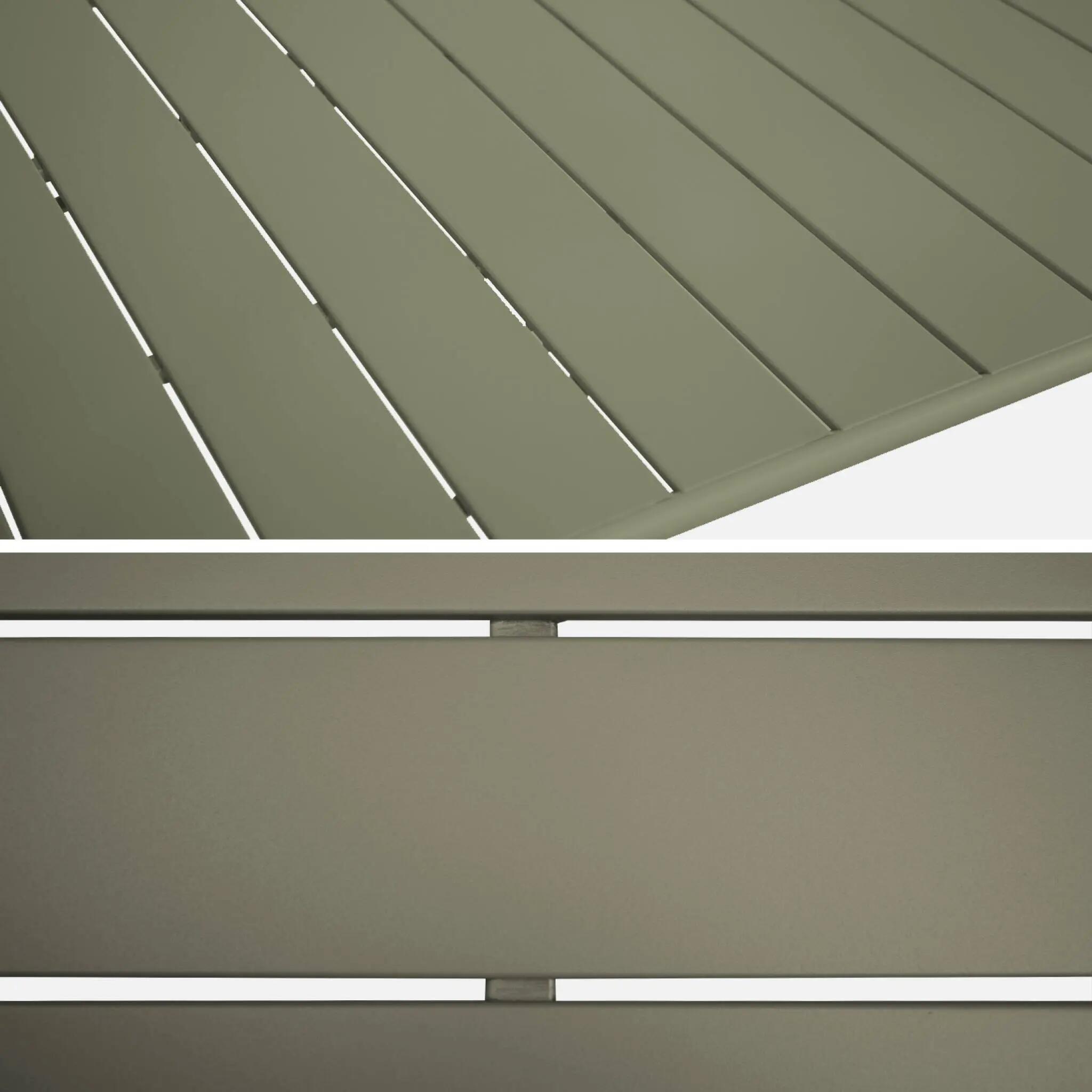 Mesa de jardim dobrável de metal com 6 cadeiras, Verde caqui 5/6