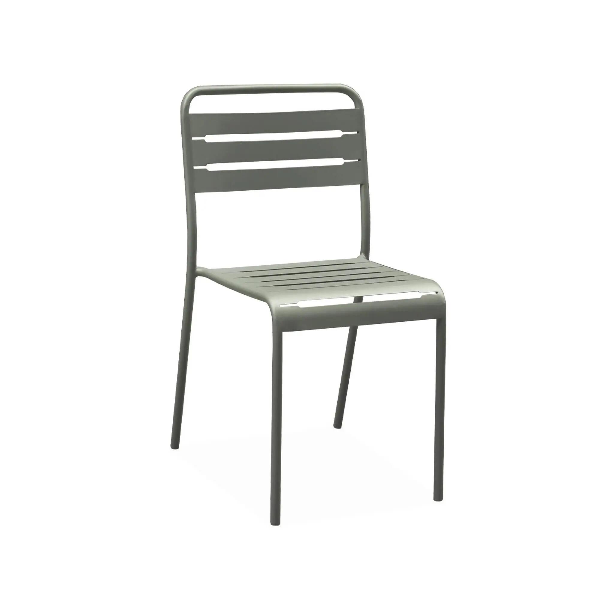 Mesa de jardim dobrável de metal com 6 cadeiras, Verde caqui 3/6
