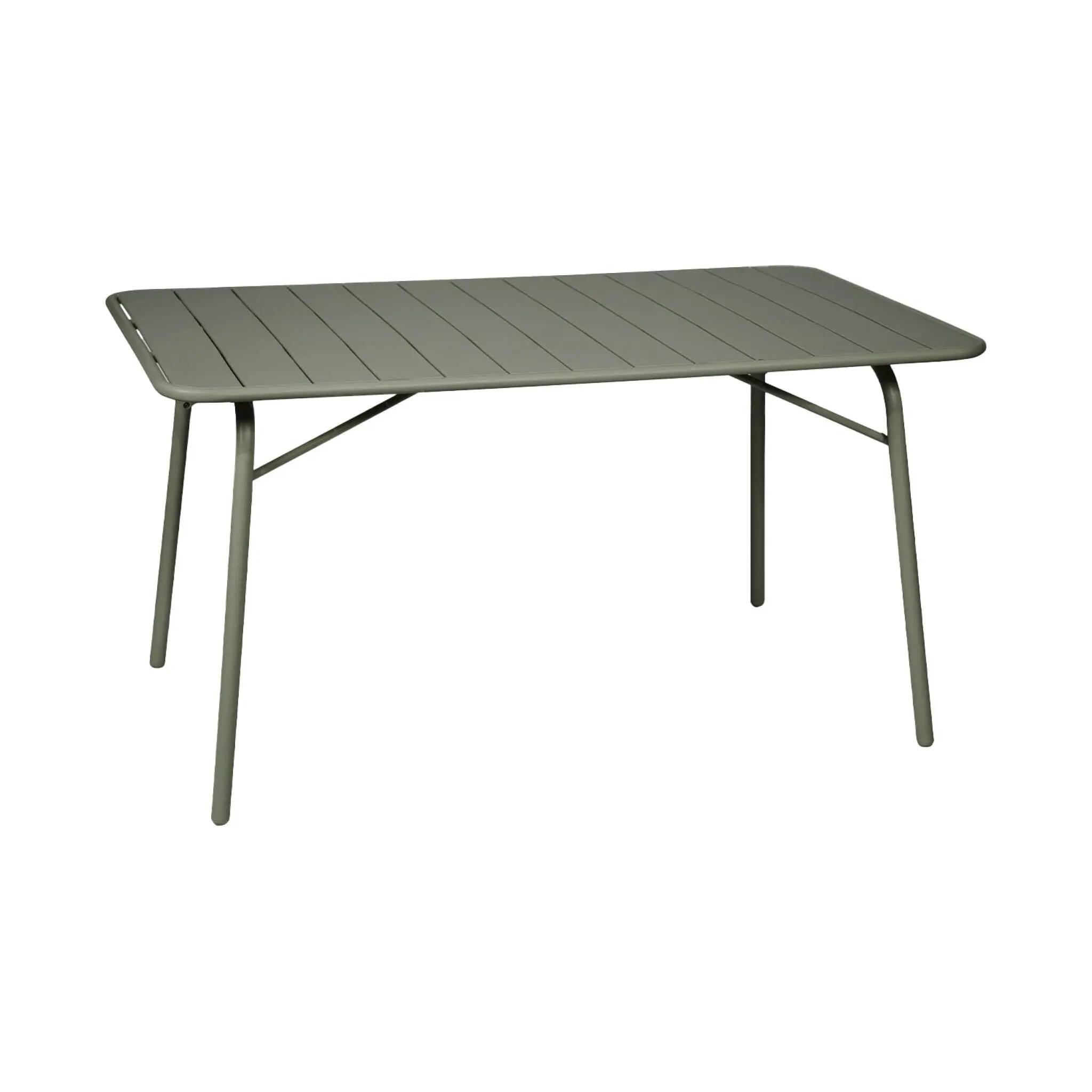 Mesa de jardim dobrável de metal com 6 cadeiras, Verde caqui 2/6