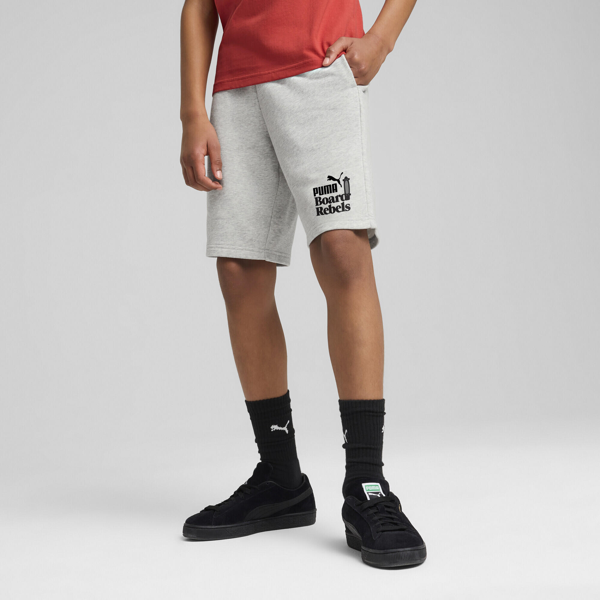 Shorts lunghi Mid 90s per ragazzi PUMA Light Gray Heather 2/7