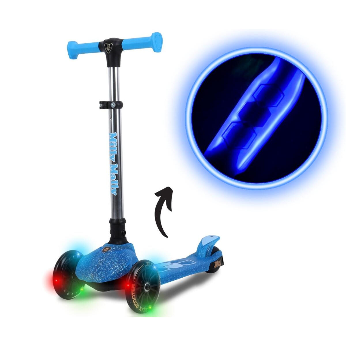 Scooter Jelly bleu roues LED 3/7
