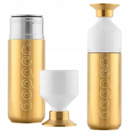 Ekologiczna butelka metalowa Dopper Steel Gold 800 ml z kubkiem termos