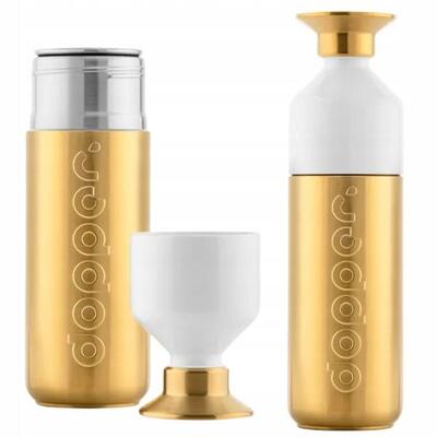 Ekologiczna butelka metalowa Dopper Steel Gold 490 ml z kubkiem termos