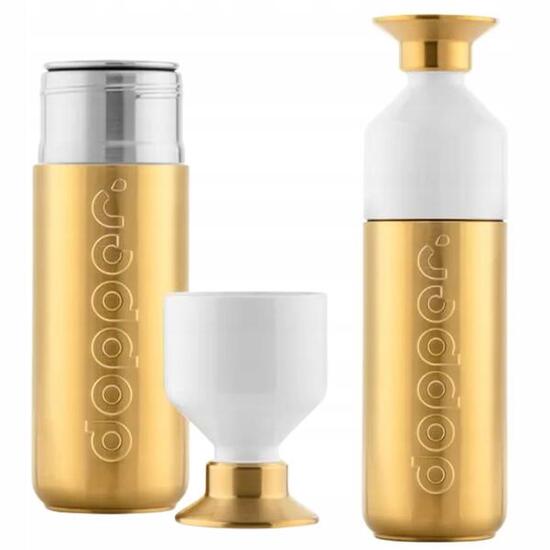 Ekologiczna butelka metalowa Dopper Steel Gold 490 ml z kubkiem termos