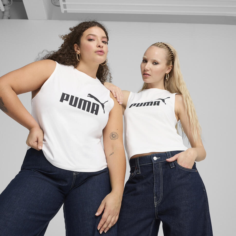 Damska wąska koszulka bez rękawów z logo No. 1 ESS PUMA White