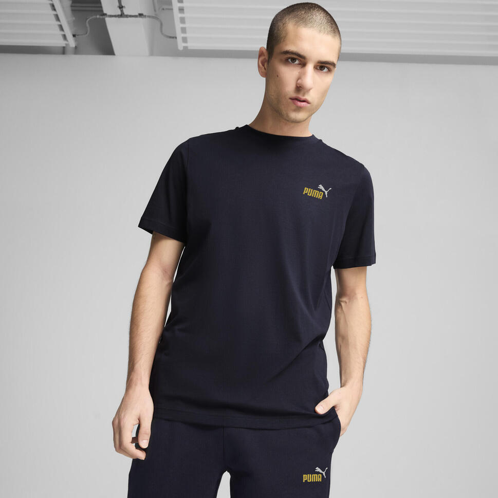 Młodzieżowa koszulka Essentials 2 Colour z małym logo No. 1 PUMA New Navy Blue