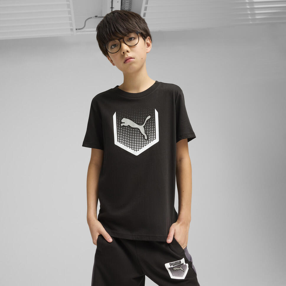 Młodzieżowa koszulka Active Sports z grafiką PUMA Black