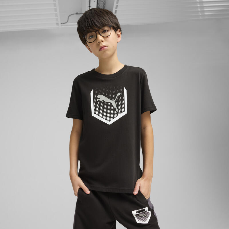 Młodzieżowa koszulka Active Sports z grafiką PUMA Black