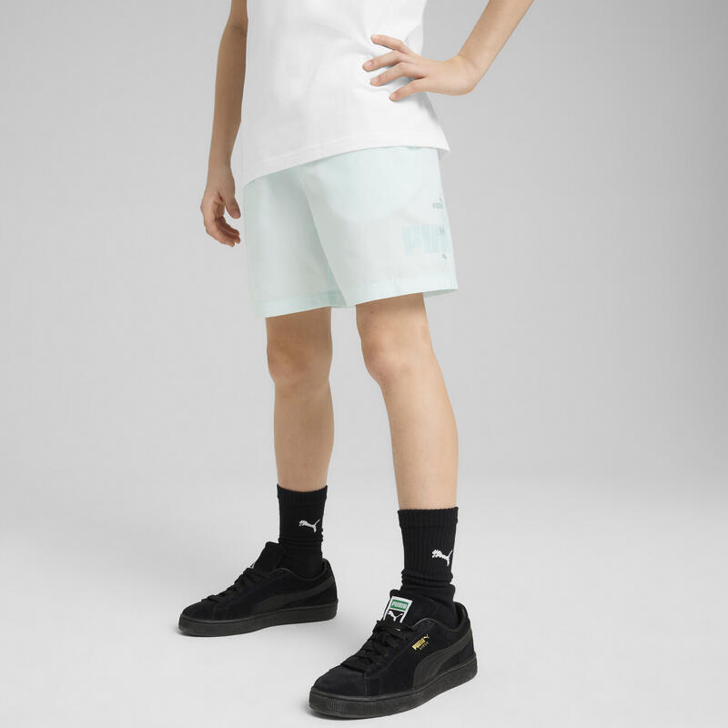 Młodzieżowe tkane szorty Essentials Logo Lab Summer PUMA Peaceful Blue