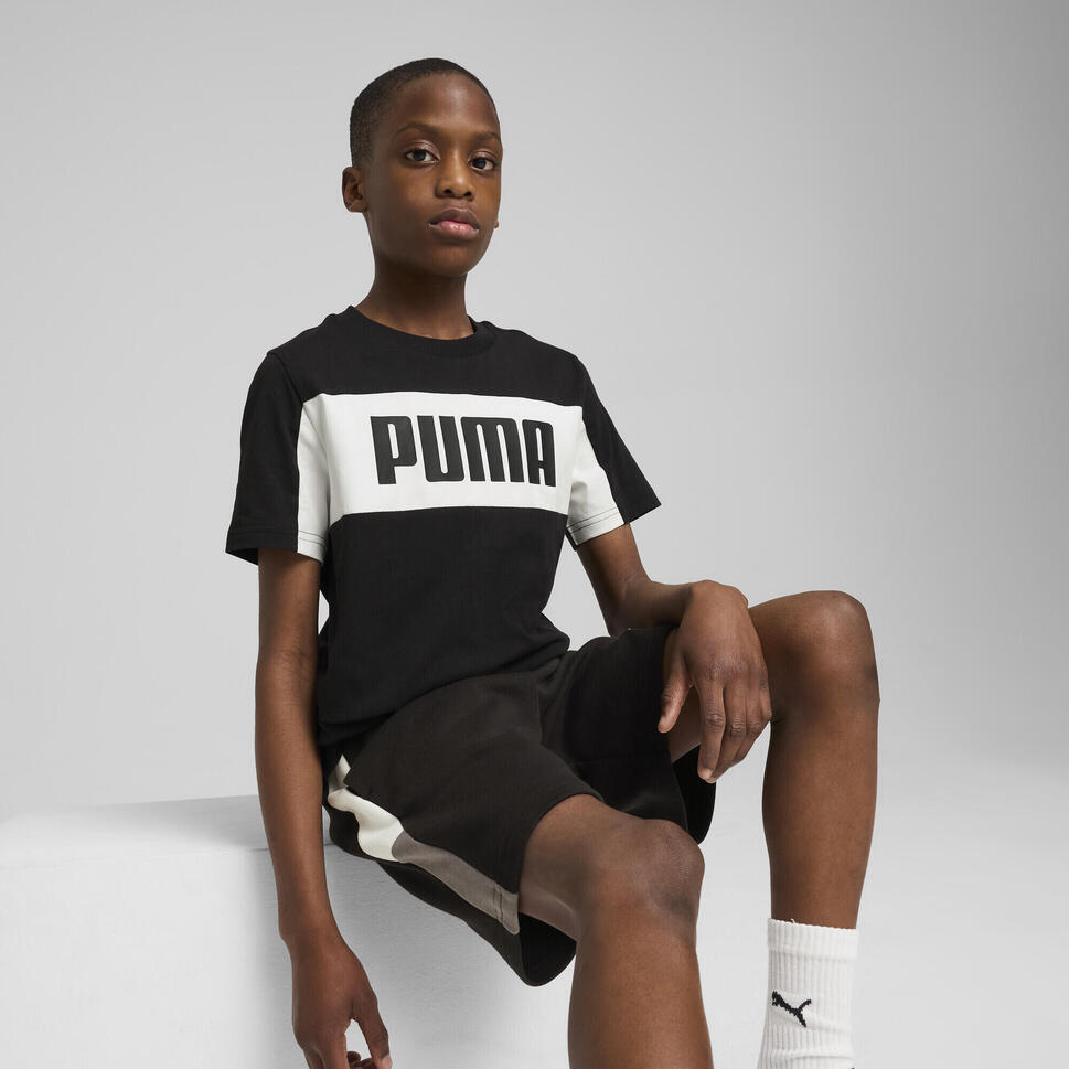 Młodzieżowa koszulka Essentials Block PUMA Black