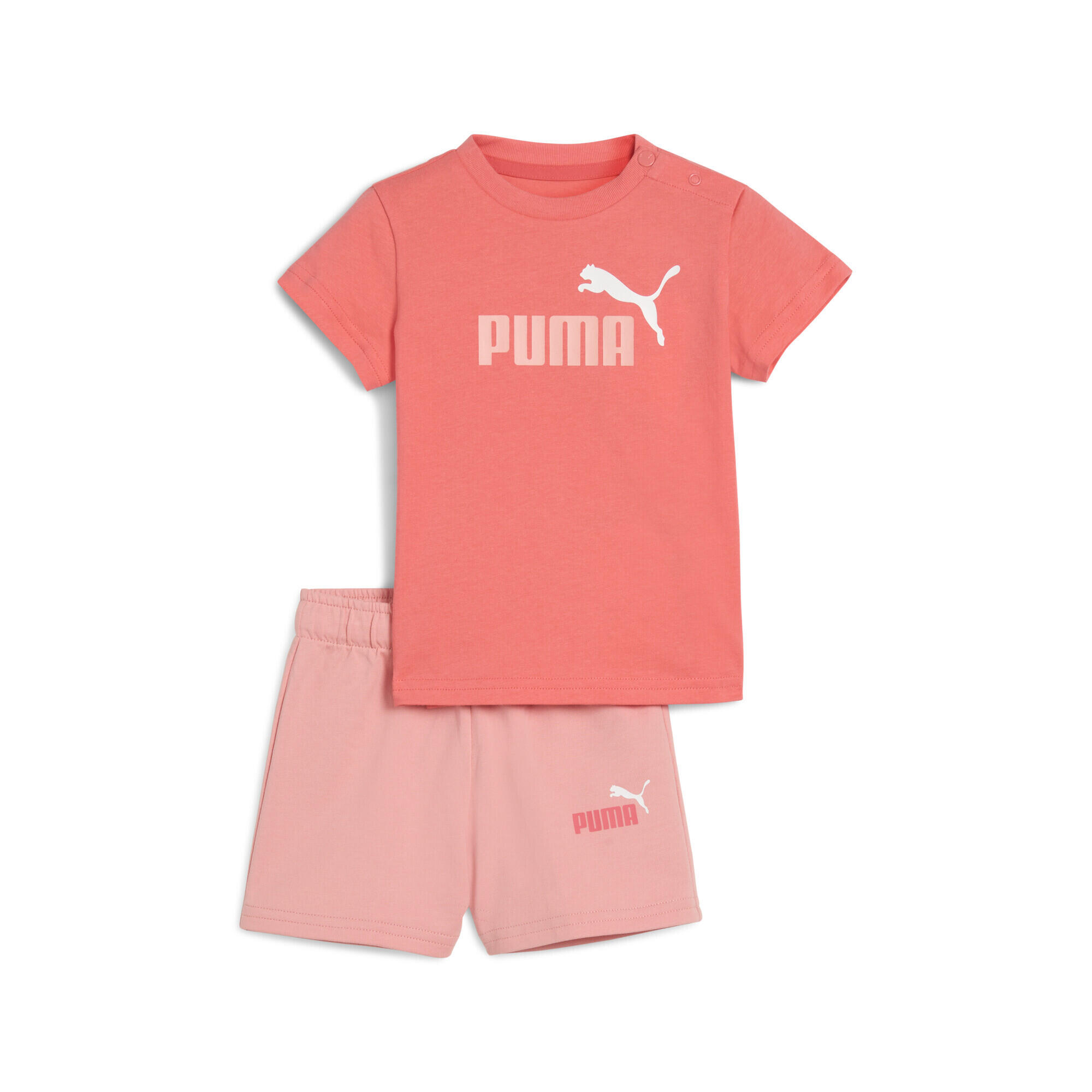 PUMA Minicats Essentials Tee and Shorts Set Toddler Peach Frost Red