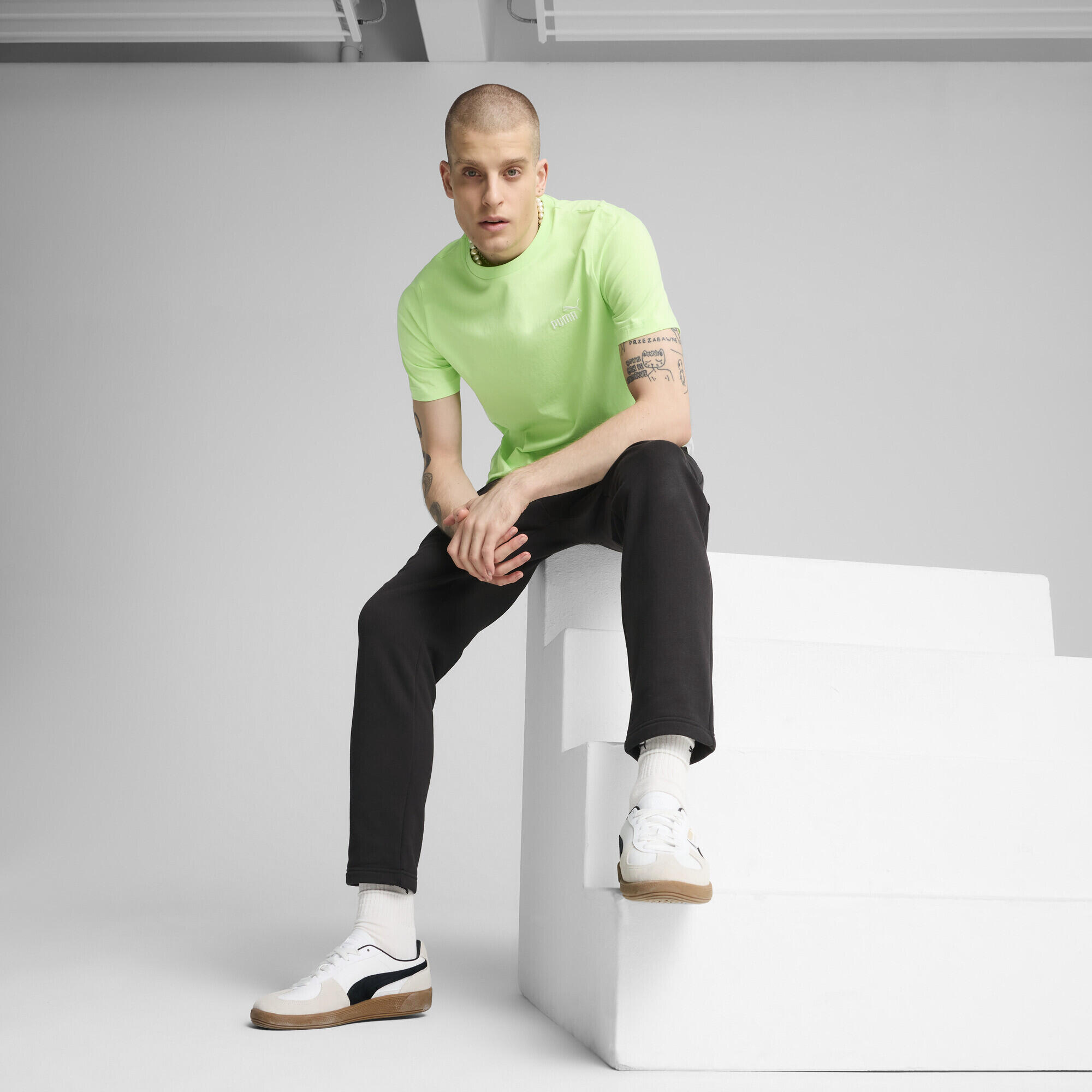 T-shirt Essentials con logo piccolo N. 1 da uomo PUMA Spring Fern Green 4/7