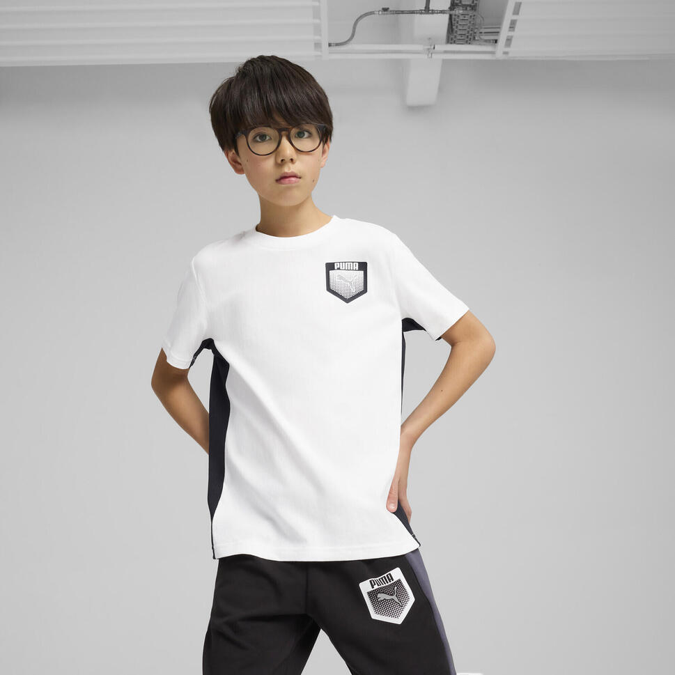 Młodzieżowa koszulka Active Sports z grafiką PUMA White