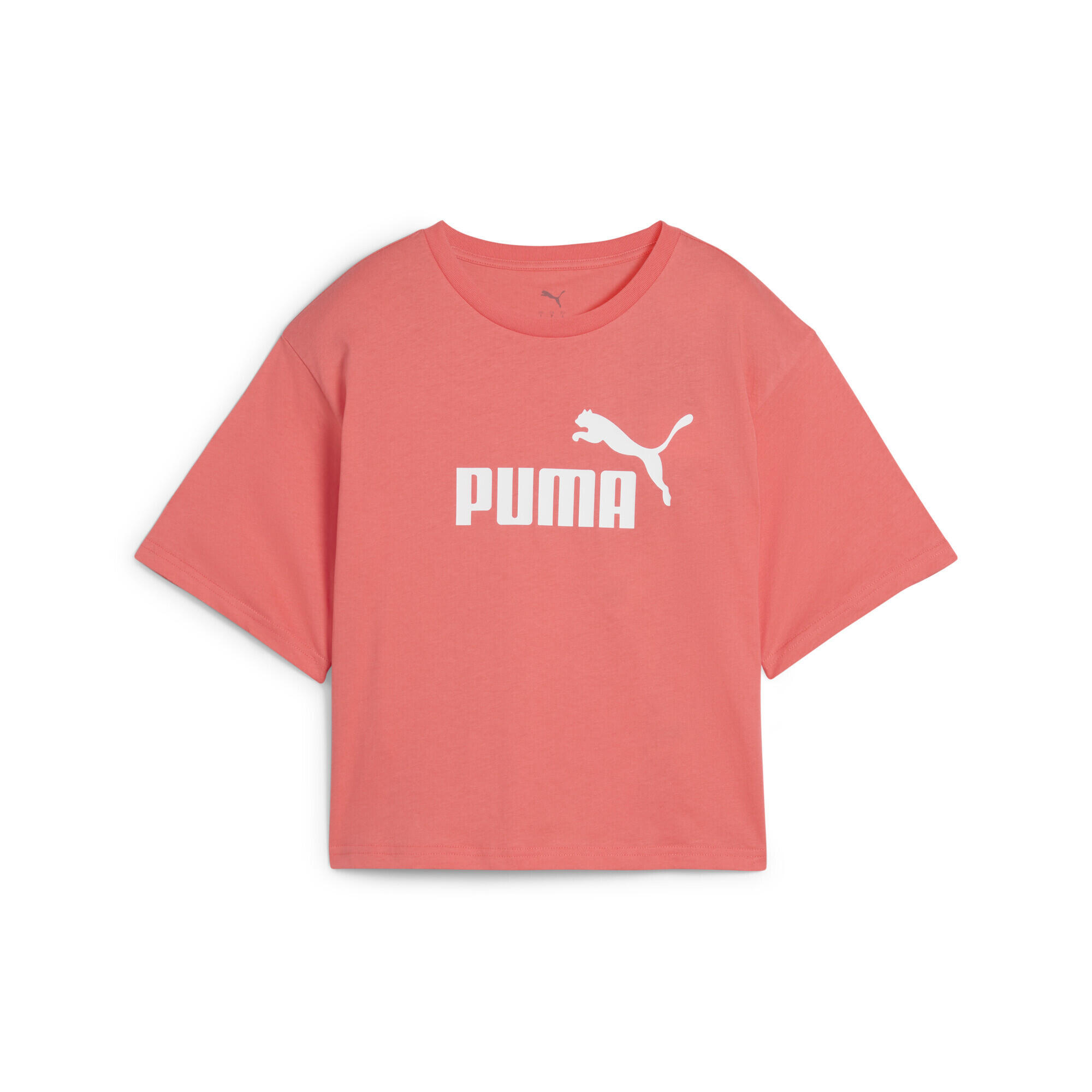 Damska luźna koszulka z logo NO.1 ESS Cropped PUMA Peach Frost Red