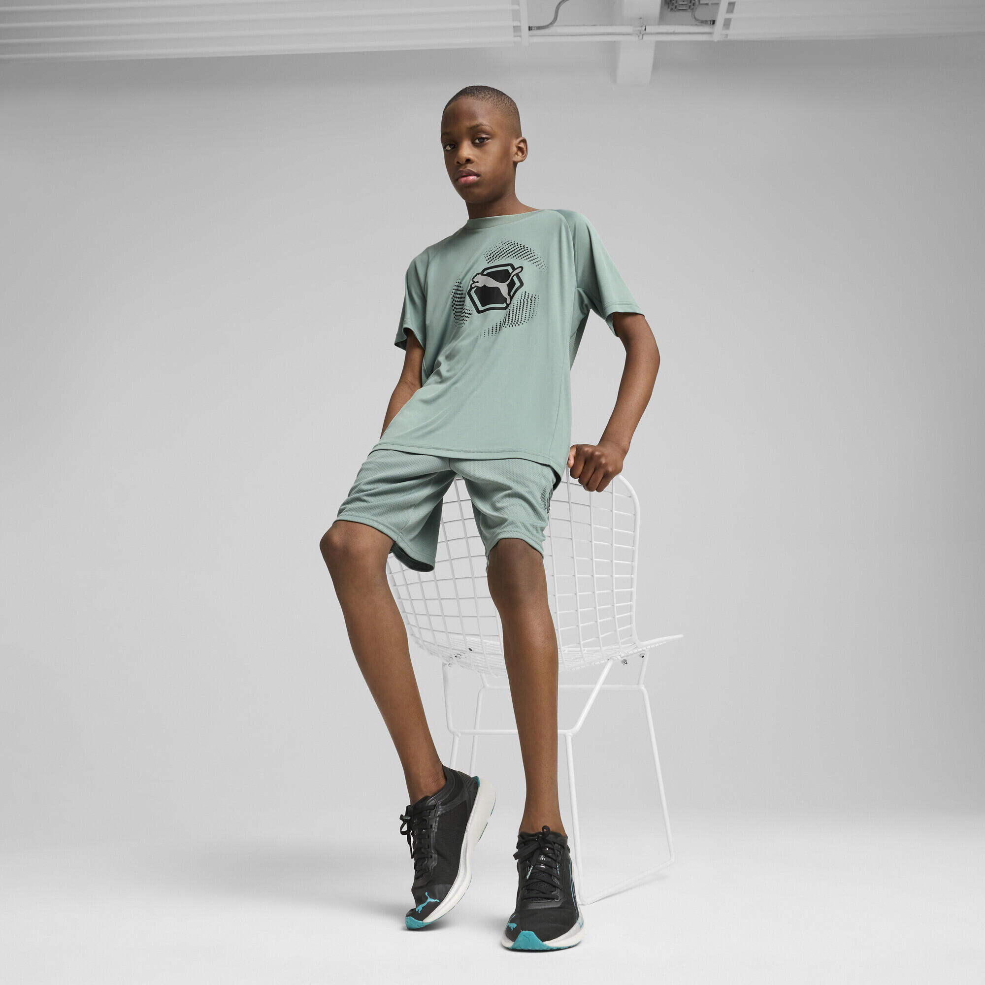 Active Sports Poly T-shirt met print voor jongeren PUMA Green Moon 4/7
