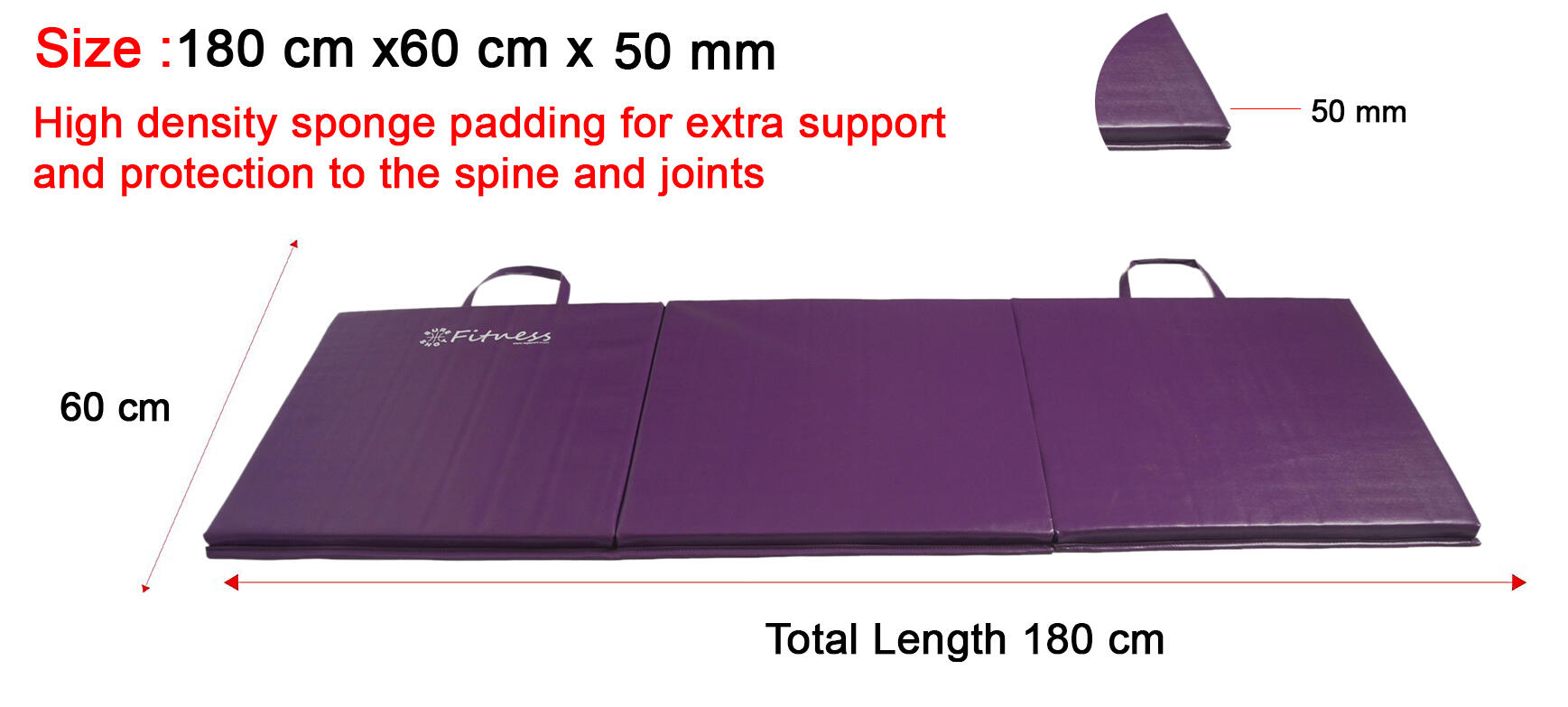 Sure Shot Fitness Tri-Fold 6ft X 2ft Purple 4/4