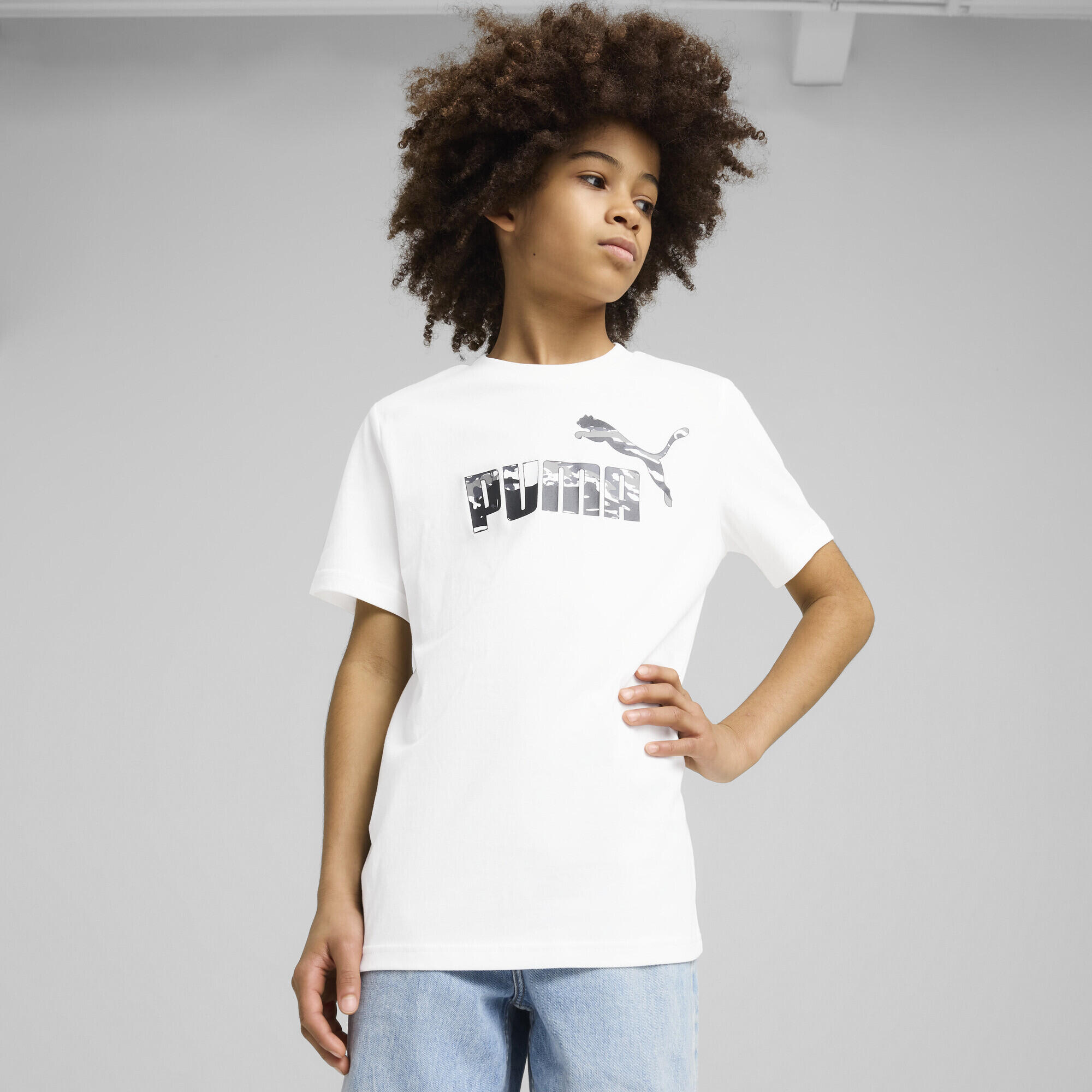 Młodzieżowa koszulka Essentials Camo PUMA White 2/7
