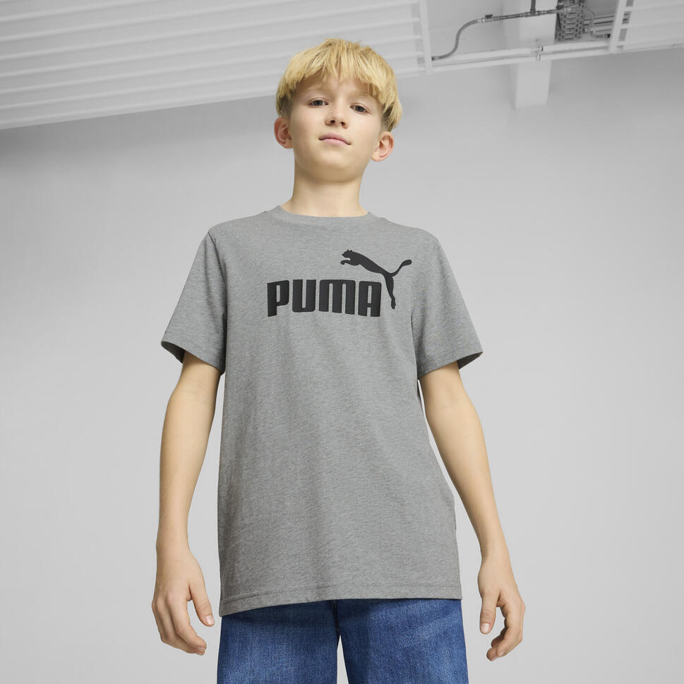 Młodzieżowa koszulka ESS z logo No. 1 PUMA Medium Gray Heather