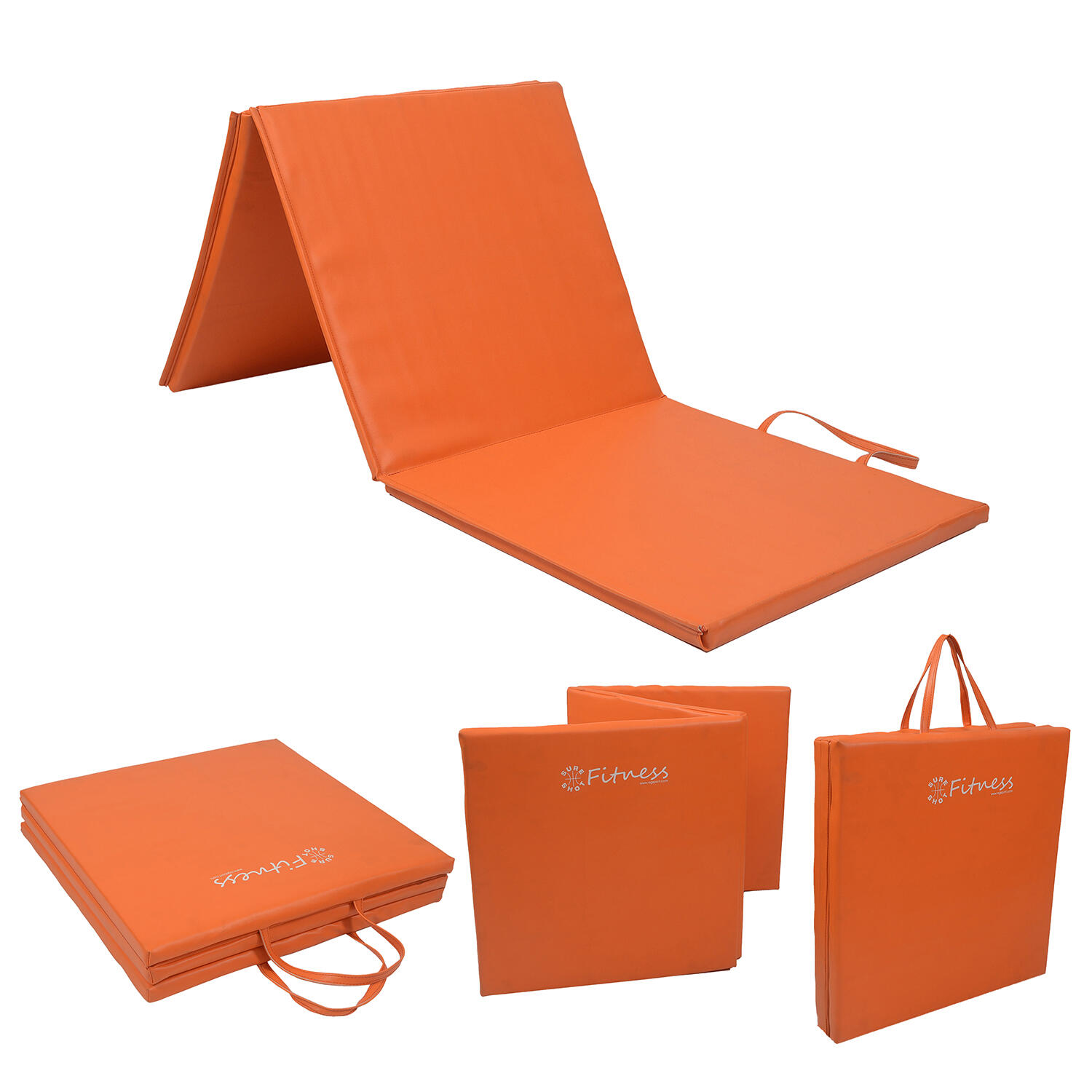 Sure Shot Fitness Tri-Fold 6ft X 2ft Mat Orange 1/4