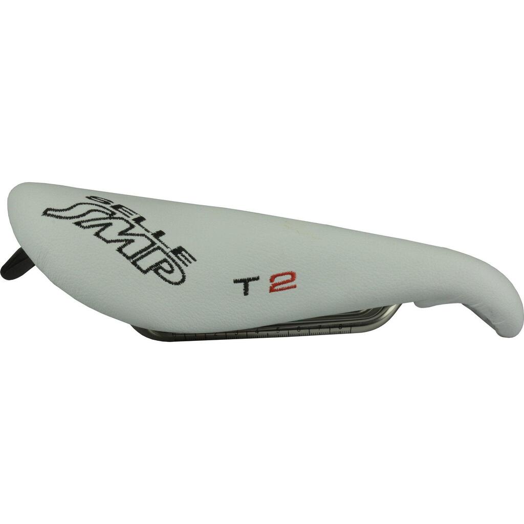 SMP Pro T2 Leather Bike Saddle - White
