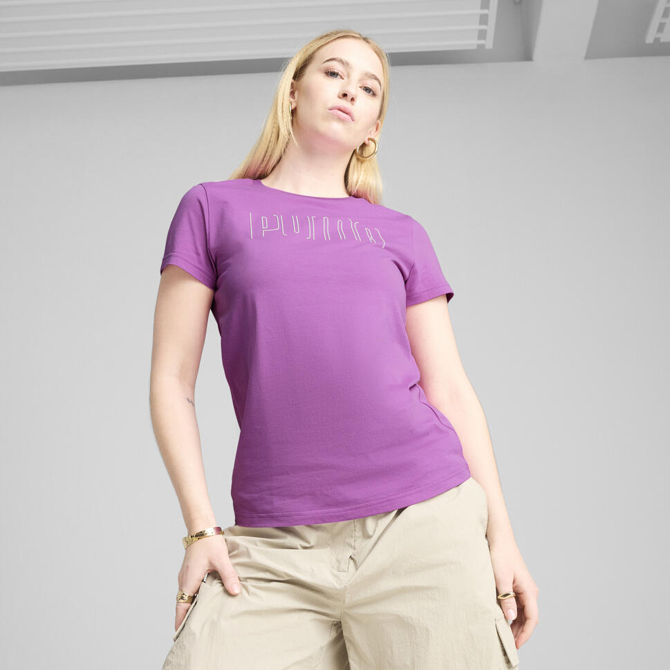 Damska koszulka PUMA SPORT z grafiką PUMA Wild Berry Purple
