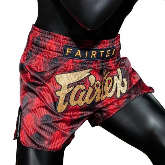 Spodenki Muay Thai Sześciany Fairtex BS1919 Czerwone/Czarne S 4/6