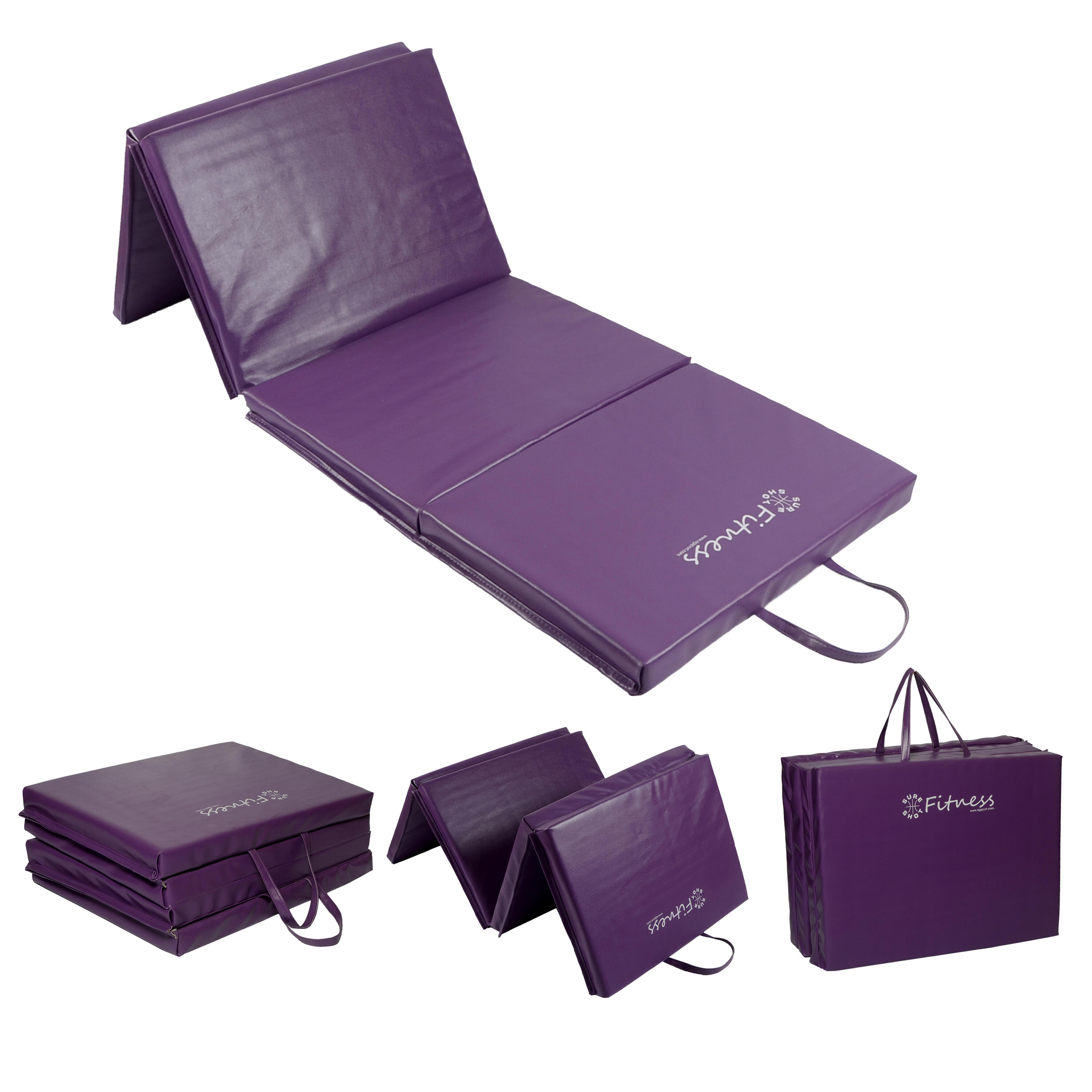 Sure Shot Fitness Four-Fold 6ft x 2ft Mat 50mm Purple 1/5