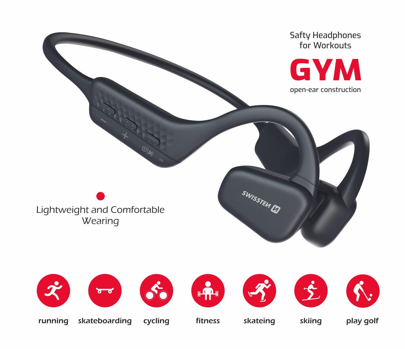 Earphones Swissten Gym Open Ear Conduction 2/6