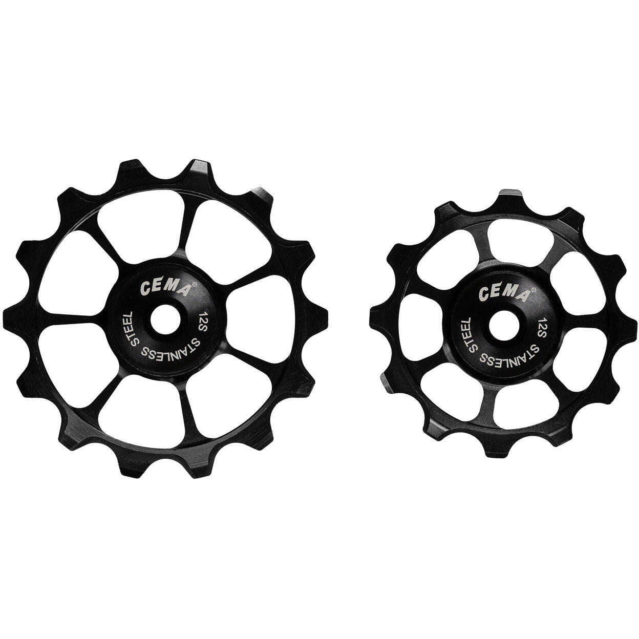 CEMA Cema pulegge cambio RVS per Shimano 12v, nero.