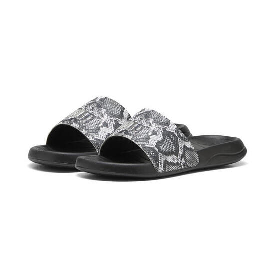 Claquettes Popcat 2.0 Snake Chic Femme PUMA Black Silver Metallic
