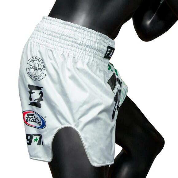 Spodenki Muay Thai Fairtex Racer BS1923 Białe/Zielone S 5/6