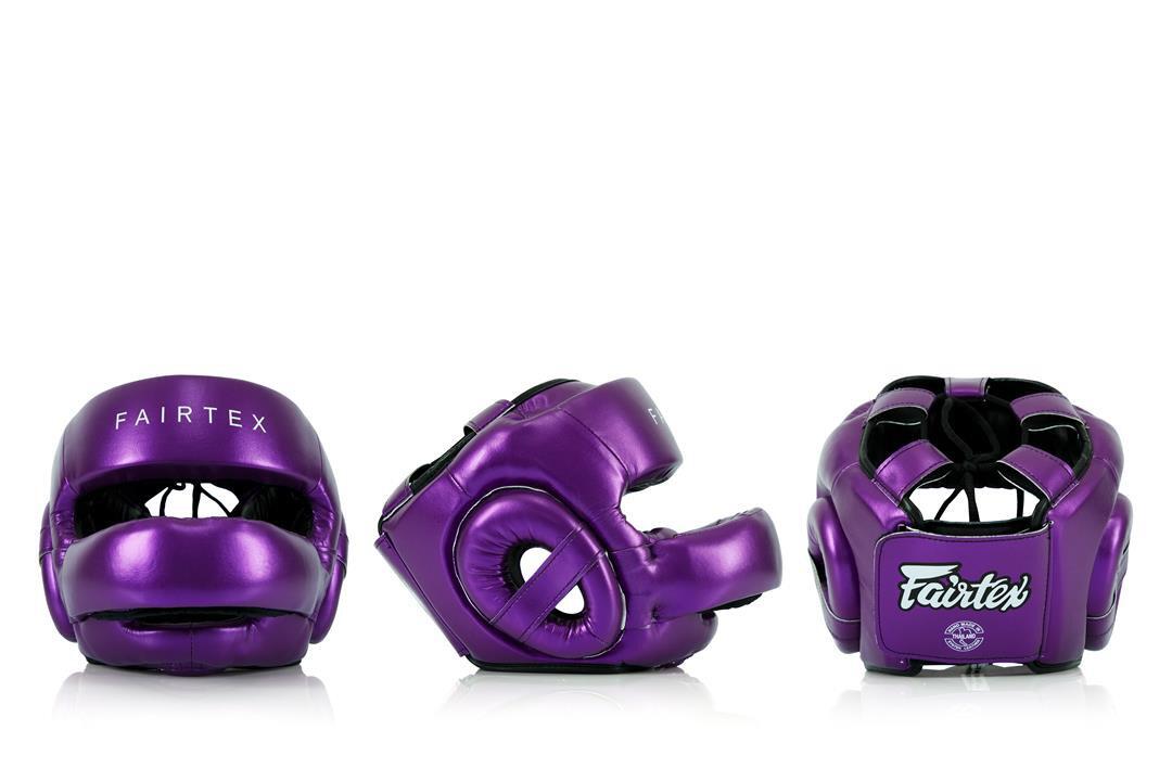 Kask Bokserski Sparingowy Fairtex HG17 z Ochroną Nosa Fioletowy XL 5/7